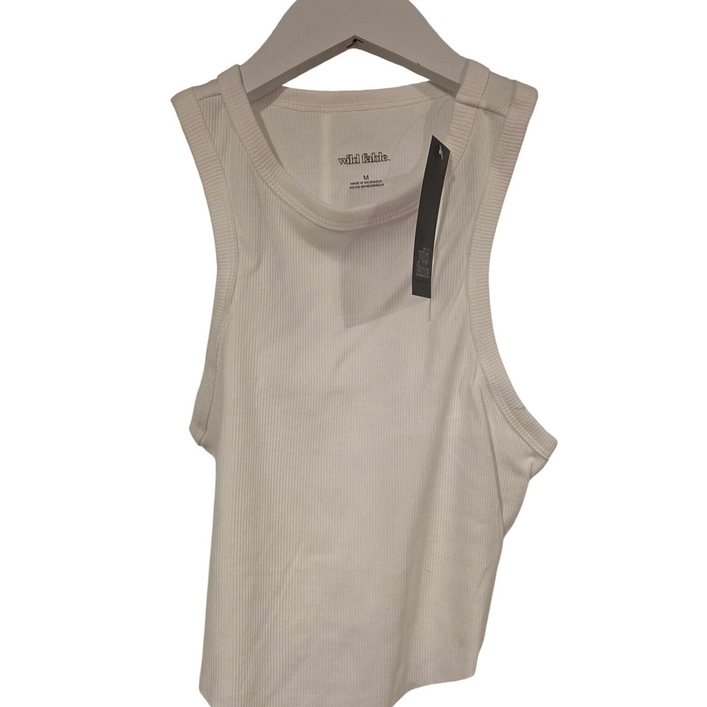 Wild Fable Tank Top Womens Medium White NEW Ribbed Racerback Crop 5GWM21
